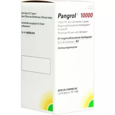 PANGROL 10.000 cápsulas duras con recubrimiento entérico, 50 unidades