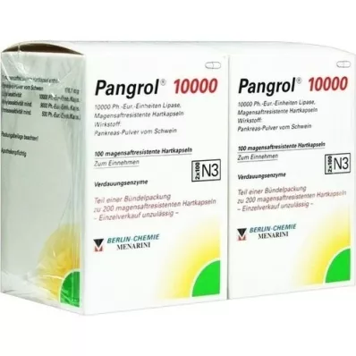 PANGROL 10.000 cápsulas duras con recubrimiento entérico, 200 unidades