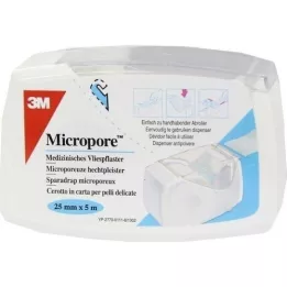 MICROPORE Yeso no tejido 2,5 cm x 5 m con desgarre 1530NP-1SD, 1 ud