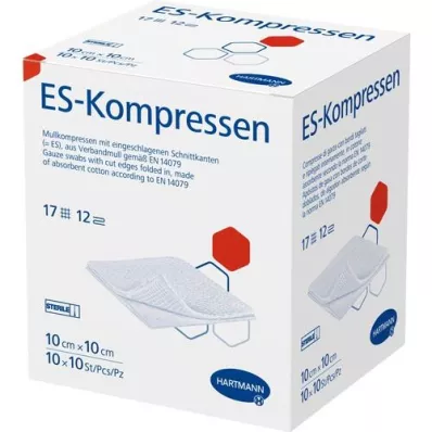 ES-KOMPRESSEN estéril 10x10 cm 12x paquete a granel, 10X10 uds