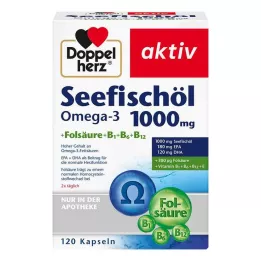 DOPPELHERZ Aceite de Pescado Marino Omega-3 1.000 mg+Fols.Caps., 120 unid