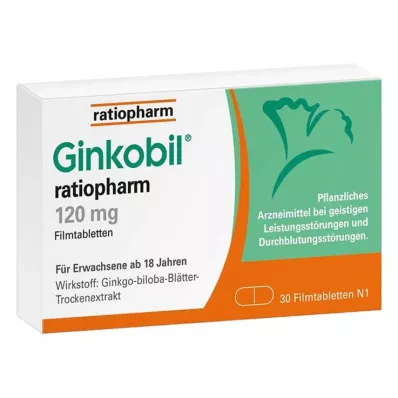 GINKOBIL-ratiopharm 120 mg comprimidos recubiertos con película, 30 uds GINKOBIL-ratiopharm 120 mg comprimidos recubiertos con película, 30 uds