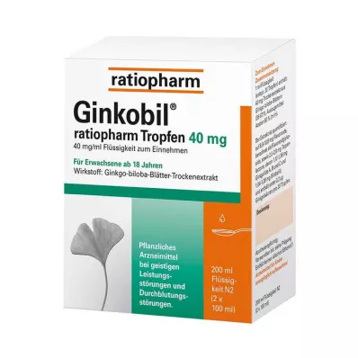 Ginkobil ratiopharm 40 mg con gotas de Ginkgo biloba, 200 ml Ginkobil ratiopharm 40 mg con gotas de Ginkgo biloba, 200 ml