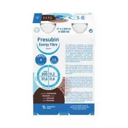 FRESUBIN ENERGY Fibra DRINK Botella de bebida de chocolate, 4X200 ml