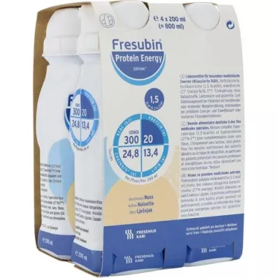 FRESUBIN PROTEIN Energy DRINK Botella de bebida de frutos secos, 4X200 ml