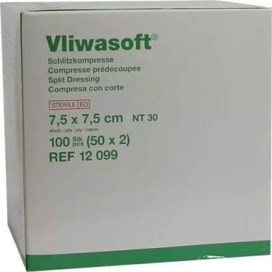 VLIWASOFT Compresas de hendidura 7,5x7,5 cm estériles 4l., 50X2 uds