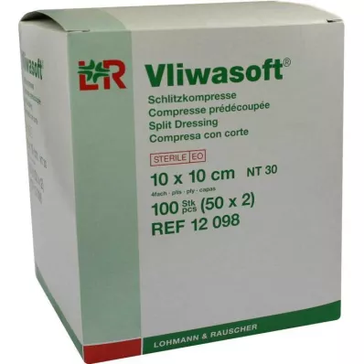 VLIWASOFT Compresas de hendidura 10x10 cm estériles de 4 capas, 50X2 uds VLIWASOFT Compresas de hendidura 10x10 cm estériles de 4 capas, 50X2 uds