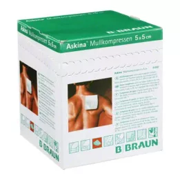 ASKINA Compresas de gasa 5x5 cm estériles 8x, 25X2 uds