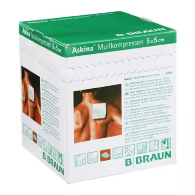 ASKINA Compresas de gasa 5x5 cm estériles 8x, 25X2 uds