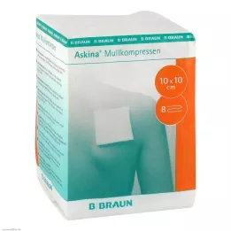ASKINA Compresas de gasa 10x10 cm no estériles 8x, 100 uds
