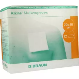 ASKINA Compresas de gasa 10x20 cm no estériles 12 pliegues, 100 uds