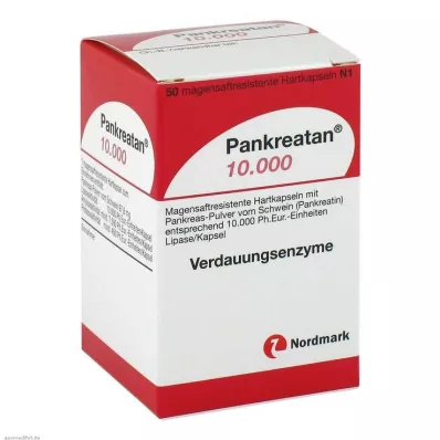 PANKREATAN 10.000 cápsulas duras con recubrimiento entérico, 50 uds