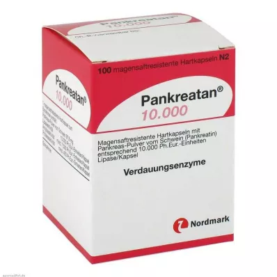 PANKREATAN 10.000 cápsulas duras con recubrimiento entérico, 100 unidades
