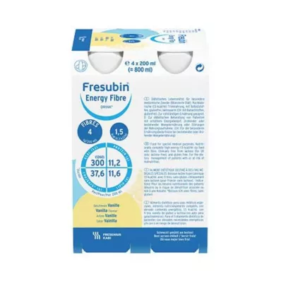 FRESUBIN ENERGY Fibra DRINK Vainilla Bebida Botella, 4X200 ml