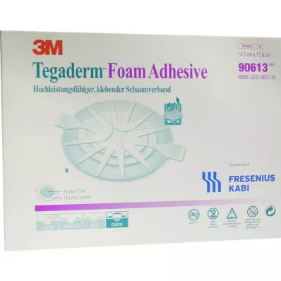 Adhesivo de espuma Tegaderm FK 14,3x15,6 cm ovalado 90613, 5 piezas