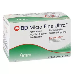 BD MICRO-FINE+ 4 agujas para bolígrafo 0,23x4 mm, 100 uds