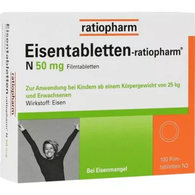 EISENTABLETTEN-ratiopharm N 50 mg comprimidos recubiertos con película, 100 uds