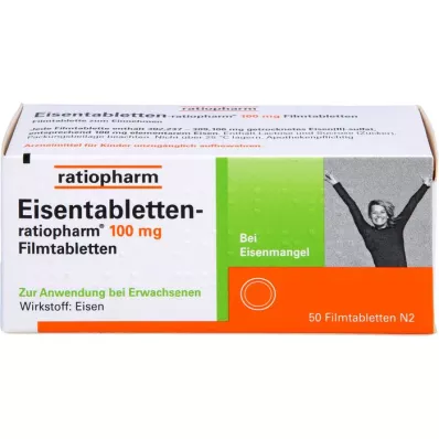 EISENTABLETTEN-ratiopharm 100 mg comprimidos recubiertos con película, 50 uds