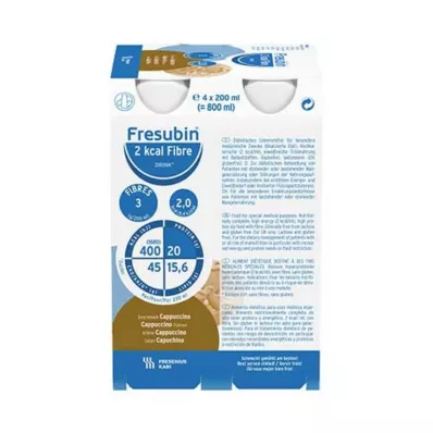 Fresubin 2 kcal bebida de fibra capuchino botella para beber, 24x200 ml