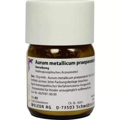 AURUM METALLICUM PRAEPARATUM D 20 Trituración, 50 g