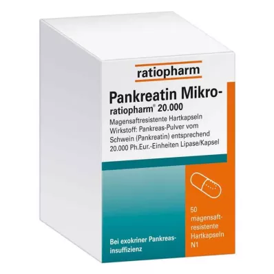 Pancreatina micro ratio.20000 cápsulas duras gástricas, 50 piezas