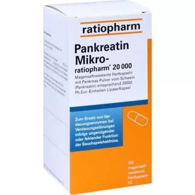 PANKREATIN Micro-ratio.20.000 cápsulas duras con recubrimiento entérico, 100 uds