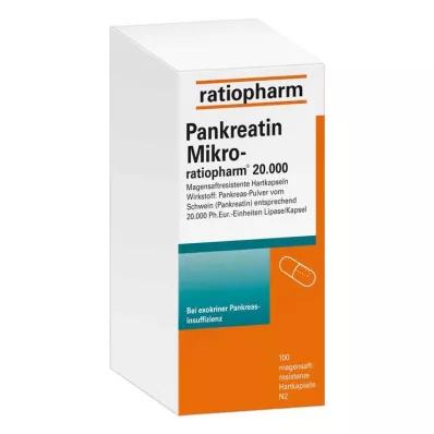 PANKREATIN Micro-ratio.20.000 cápsulas duras con recubrimiento entérico, 100 uds
