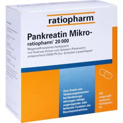 PANKREATIN Micro-ratio.20.000 cápsulas duras con recubrimiento entérico, 200 uds