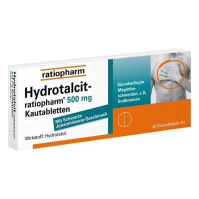 HYDROTALCIT-ratiopharm 500 mg comprimidos masticables, 20 uds