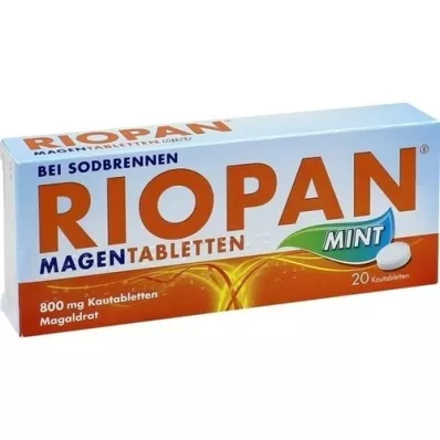 RIOPAN Comprimidos para el estómago Menta 800 mg Comprimidos masticables, 20 uds