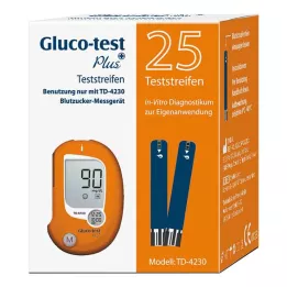 GLUCO TEST Tiras reactivas de glucosa en sangre Plus, 25 unidades