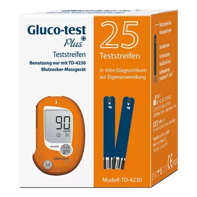 GLUCO TEST Tiras reactivas de glucosa en sangre Plus, 25 unidades GLUCO TEST Tiras reactivas de glucosa en sangre Plus, 25 unidades