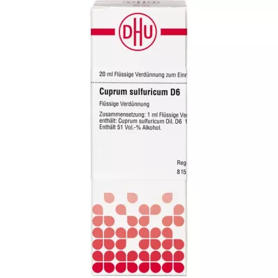 CUPRUM SULFURICUM D 6 Dilución, 20 ml