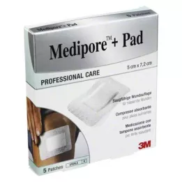MEDIPORE+Pad 3M 5x7,2cm 3562NP Esparadrapo, 5 uds