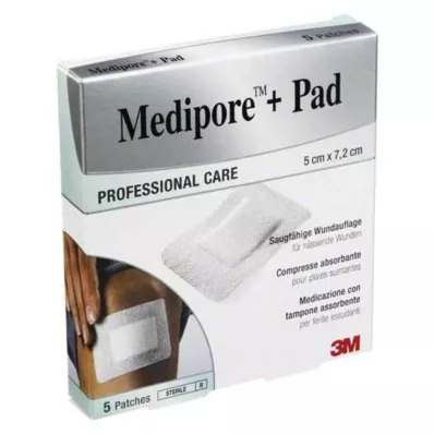 Medipore + almohadilla 3M 5x7,2 cm 3562NP yeso, 5 piezas