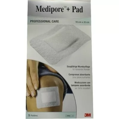 MEDIPORE+Pad 3M 10x20cm 3570NP Esparadrapo, 5 uds