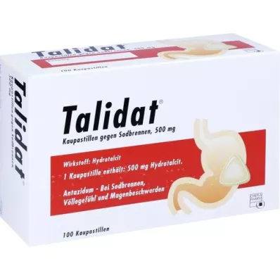 TALIDAT Pastillas masticables contra la acidez estomacal, 100 uds