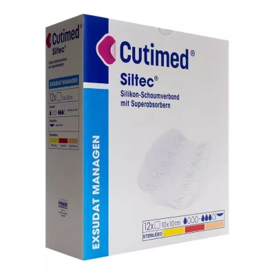 Cutimed Siltec apósito de espuma 10x10 cm suavemente adhesivo, 12 piezas