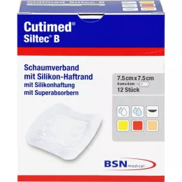 CUTIMED Siltec B Apósito de espuma 7,5x7,5 cm con adhesivo, 12 uds