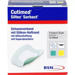 CUTIMED Siltec Sorbact PU-Venda 7,5x7,5 cm, 12 uds