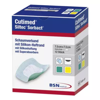 Vendaje Cutimed Siltec Sorbact PU-7,5x7,5 cm, 12 piezas