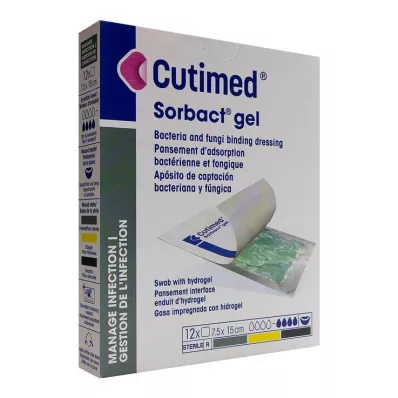 Compresas de gel Sorbact de Cutimed 7,5x15 cm, 12 piezas