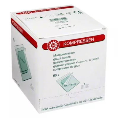 Compresas de gasa de 10x10cm en 8 pliegues, 50x2 piezas