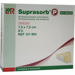 SUPRASORB P PU-Espuma v.no adhesiva 7,5x7,5 cm, 8 unid