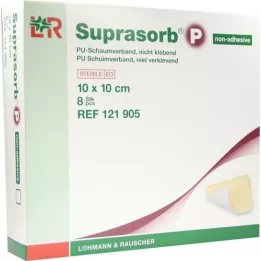 SUPRASORB P PU-Espuma v. no adhesiva 10x10 cm, 8 uds