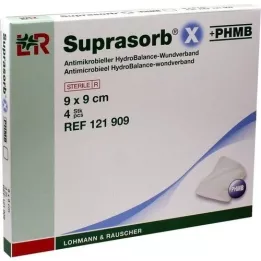 SUPRASORB X+PHMB Apósito HydroBalance 9x9 cm, 4 uds