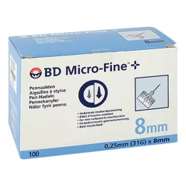 BD Microfinas + agujas de 8 mm 0,25x8 mm, 100 piezas