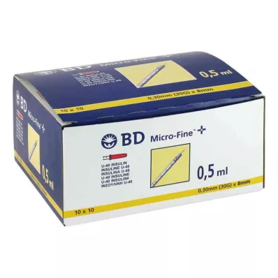 Bd Micro-fine+ U 40 Ins.spr.8mm (100x0,5ml)