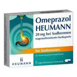 Omeprazol HEUMANN 20 mg para la acidez de estómago, paquete duro con cubierta entérica, 7 piezas