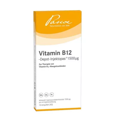 Inyección de depósito de vitamina B12, solución inyectable de 1500 µg, 10 x 1 ml